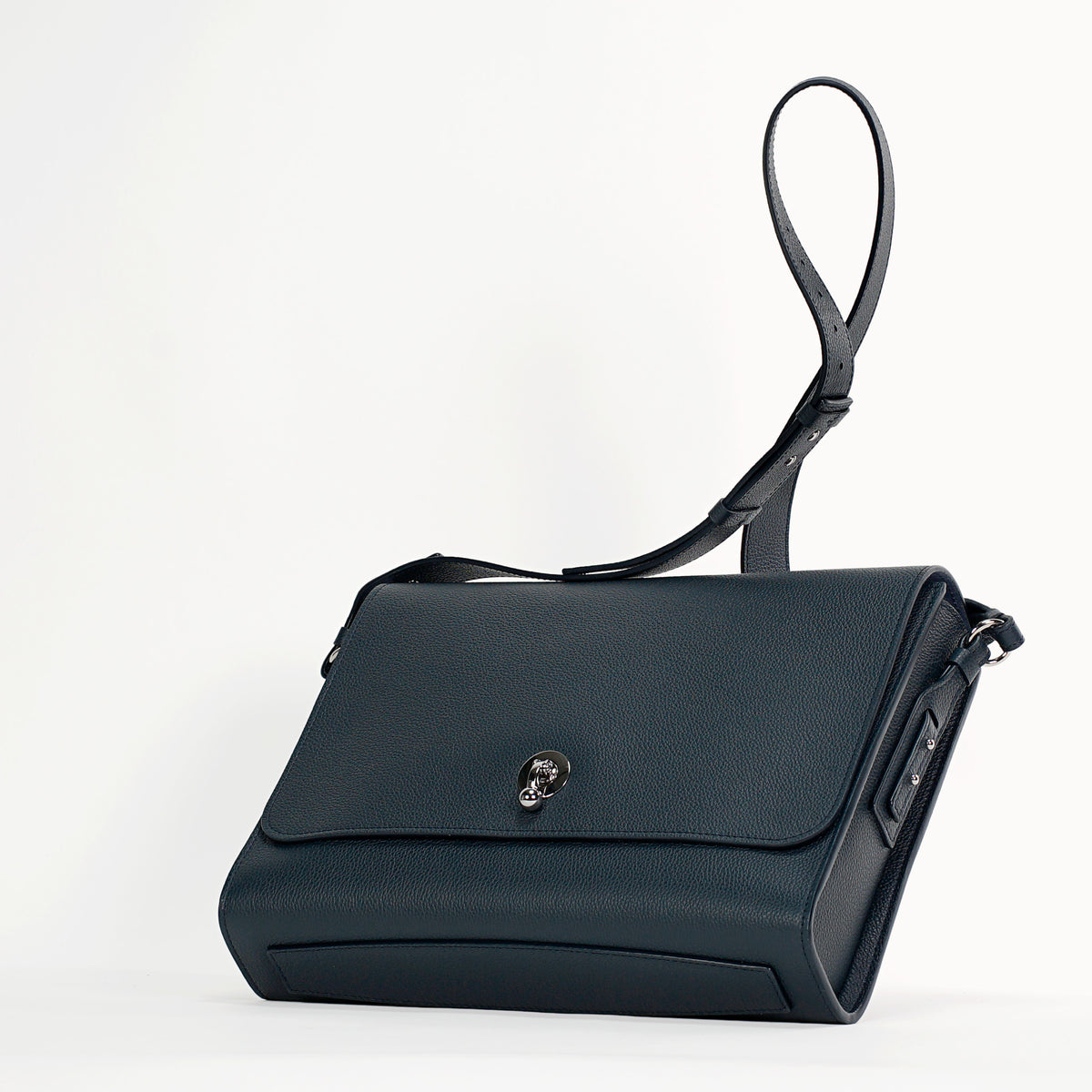 Midi Sobre Bag, Textured Leather, Flag Blue