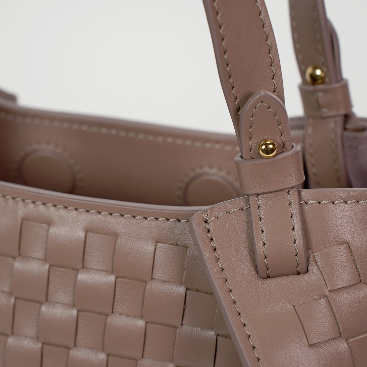 Amarante Mini Woven Bag, Nappa Leather, Pink Latte