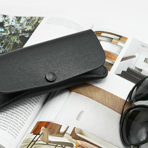 Black Saffiano Leather Glasses Case