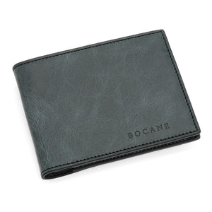 Black Slim Leather Wallet, Antique Finish