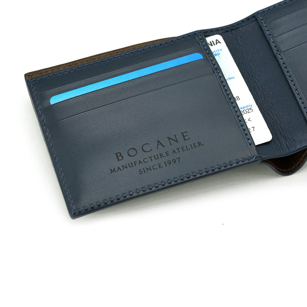 Slim Wallet, Navy Full Grain Leather