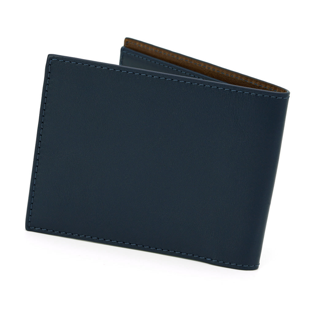 Slim Wallet, Navy Full Grain Leather