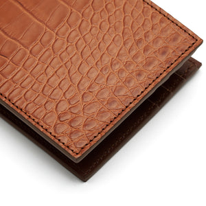 Slim Crocodile Leather Wallet, Matte Black