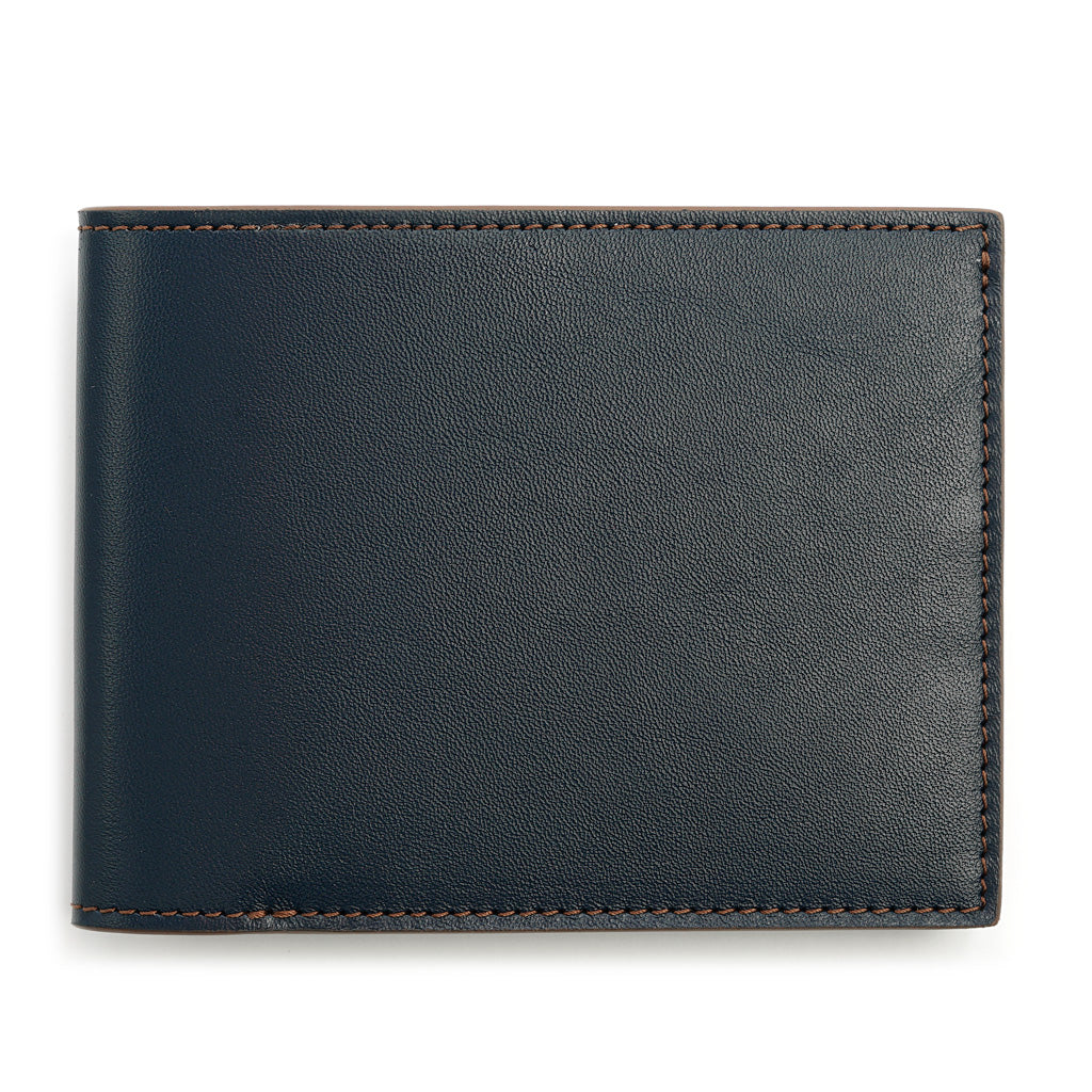 Slim Wallet, Navy Full Grain Leather