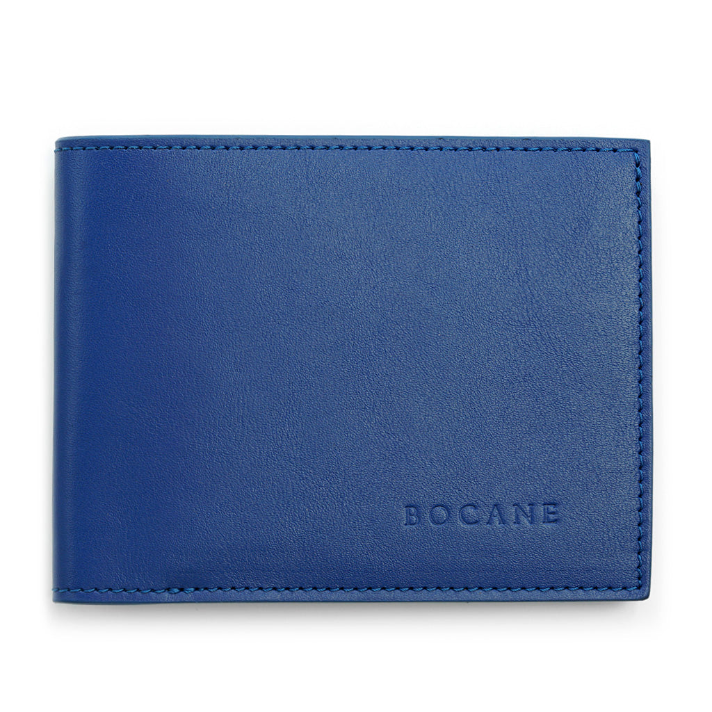 Slim Wallet, Navy Full Grain Leather