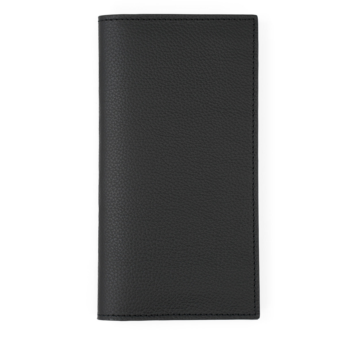 Tall Wallet in Textured Leather, Matte Black