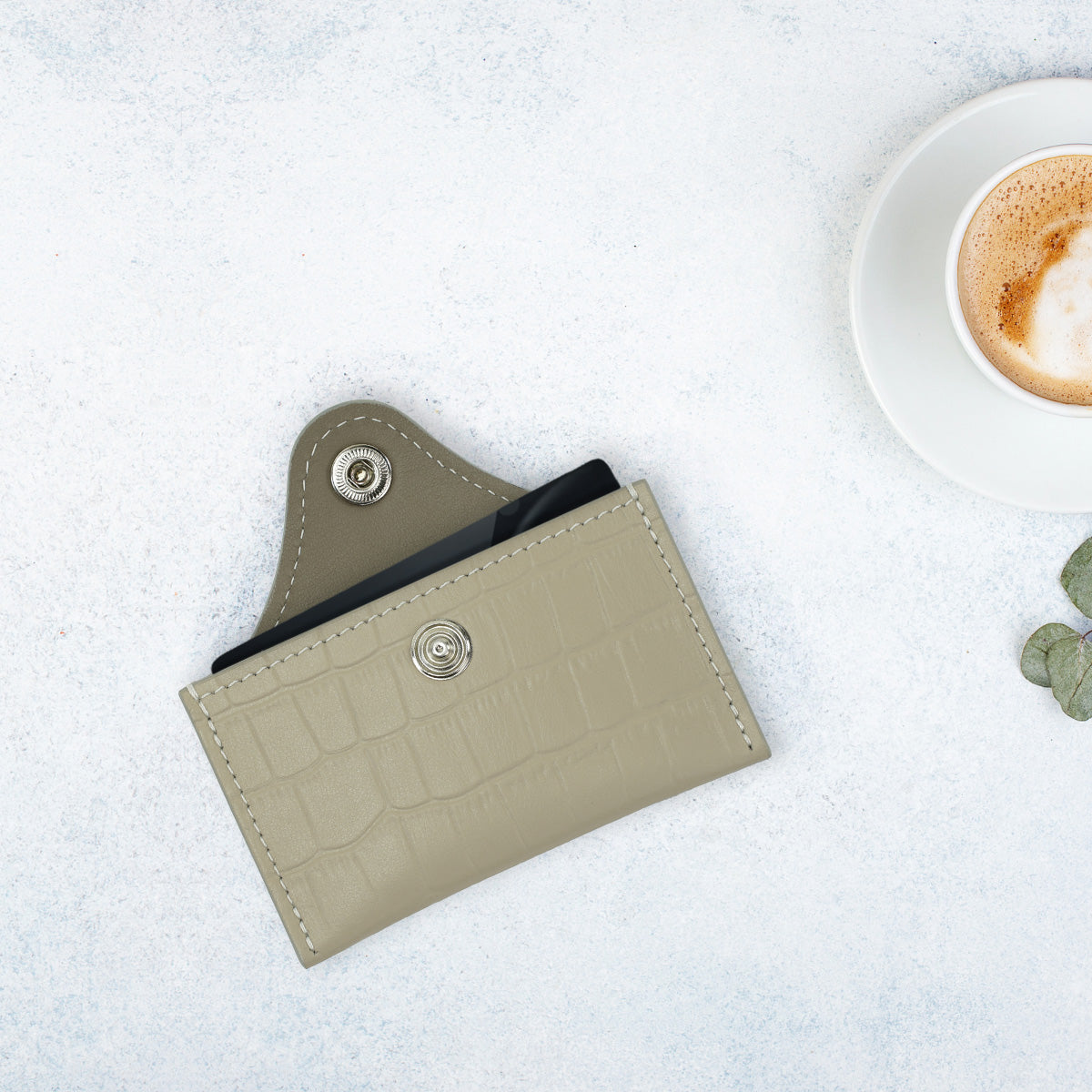 Envelope Cardholder in Wooden Brown &amp; Navy Contrast