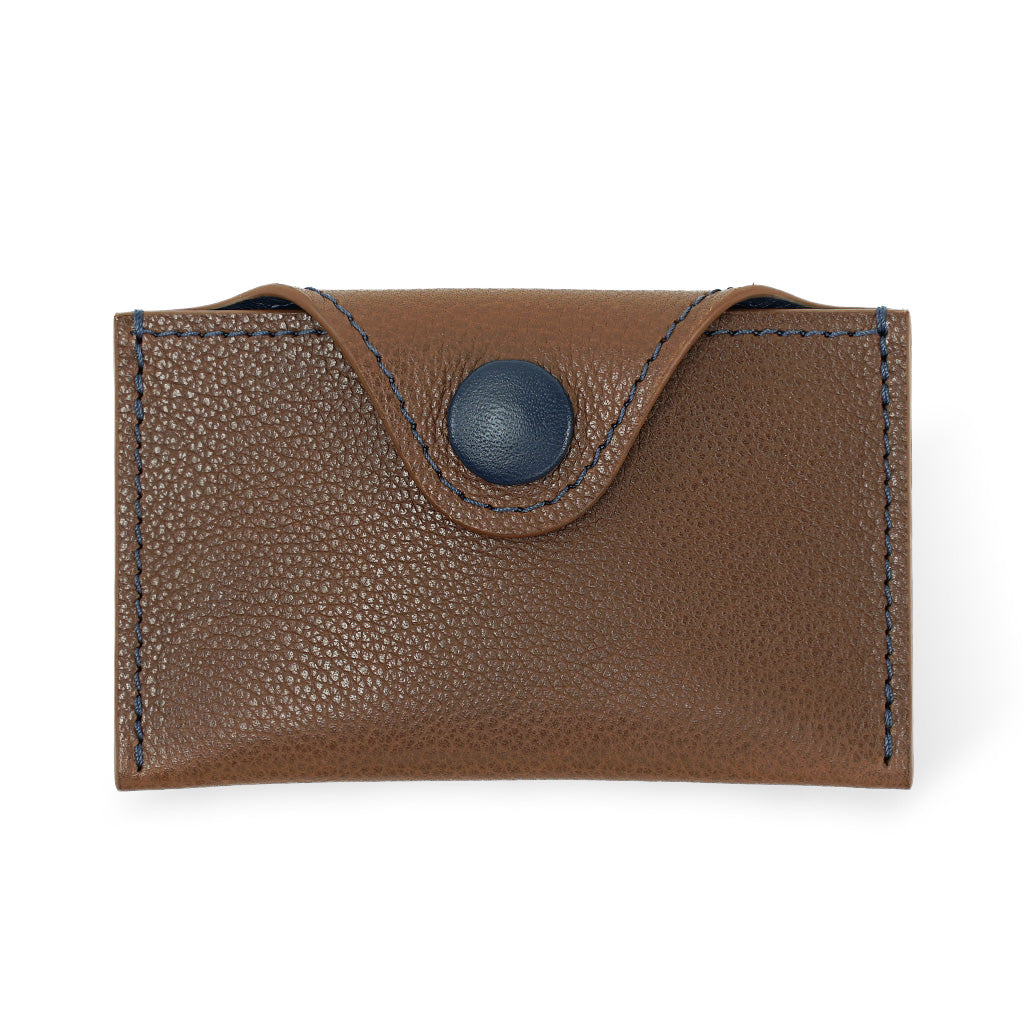 Envelope Cardholder in Wooden Brown &amp; Navy Contrast