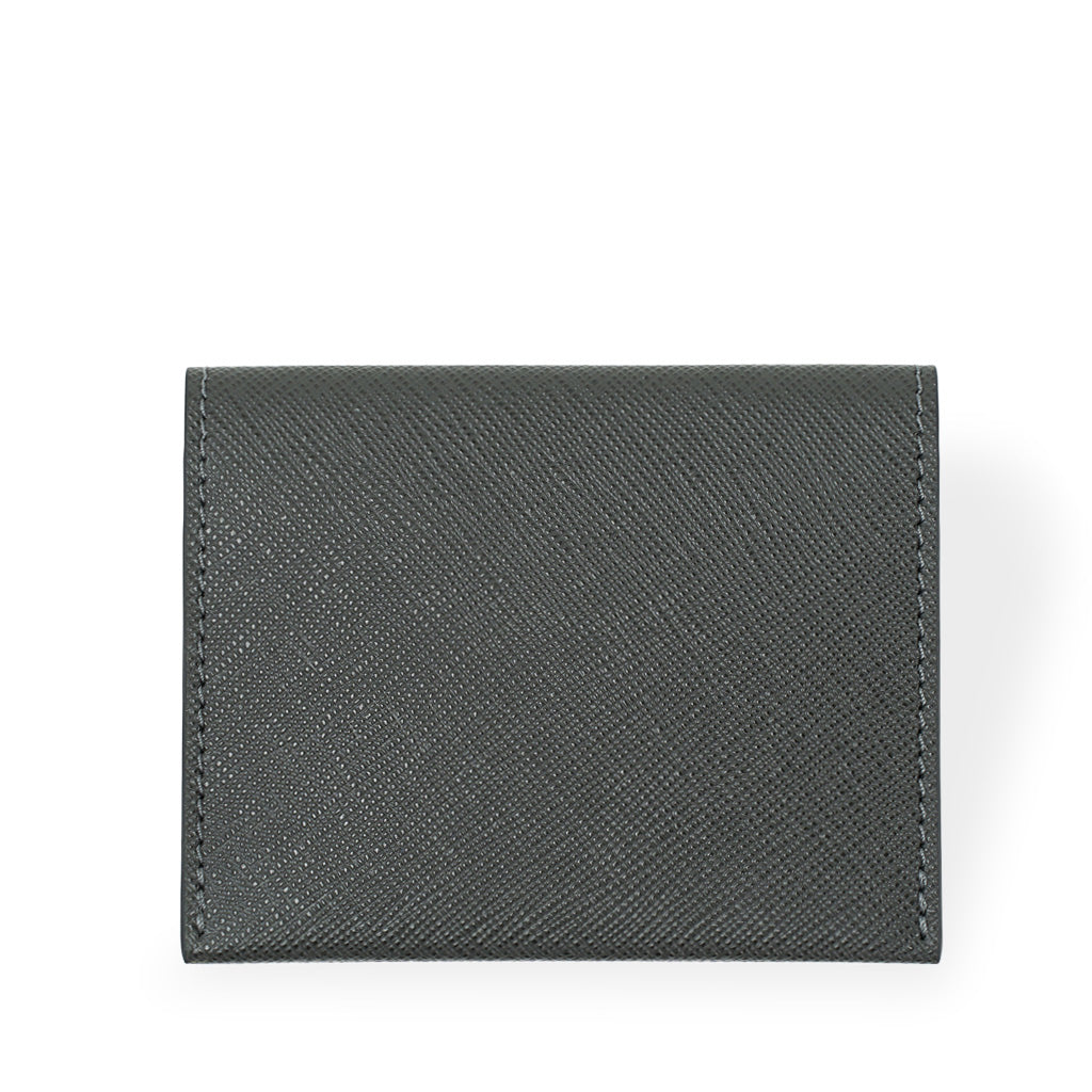 Libre Card Case, Grey Saffiano Leather