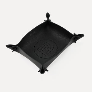 Leather Tray, Textured Black Leather