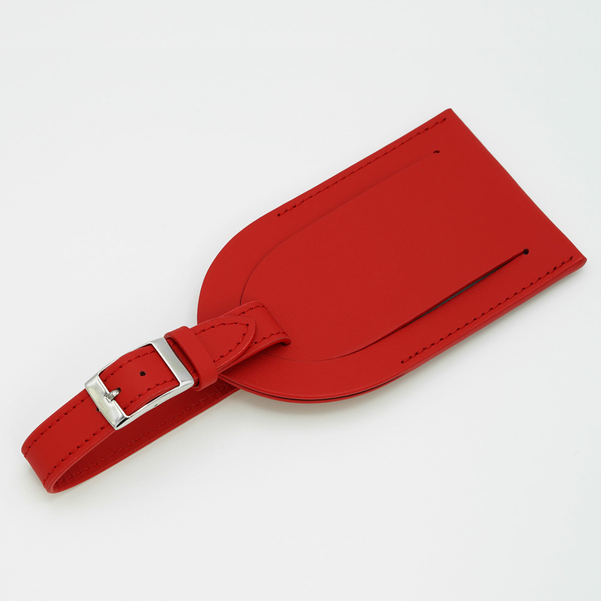 Bright Red Leather Luggage Tag 