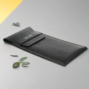 Minimal Watch Case, made of Black Textured Leather