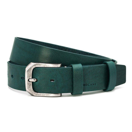 Italian Leather Belt, Jeans Collection,Green Pin