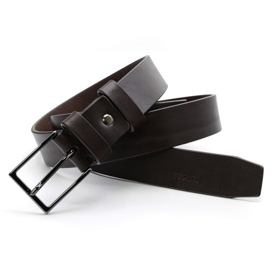 Extra Long Full-Grain Leather Belt, Casual Collection, Dark Brown