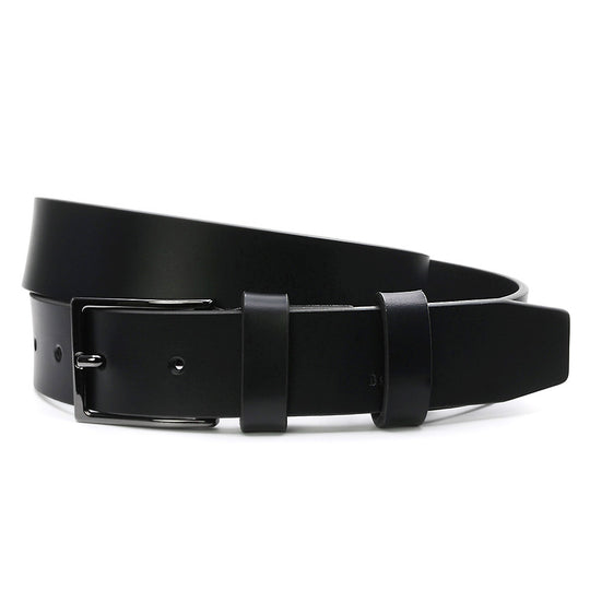 Full Grain Italian Leather belt, Black with Chrome Buckle