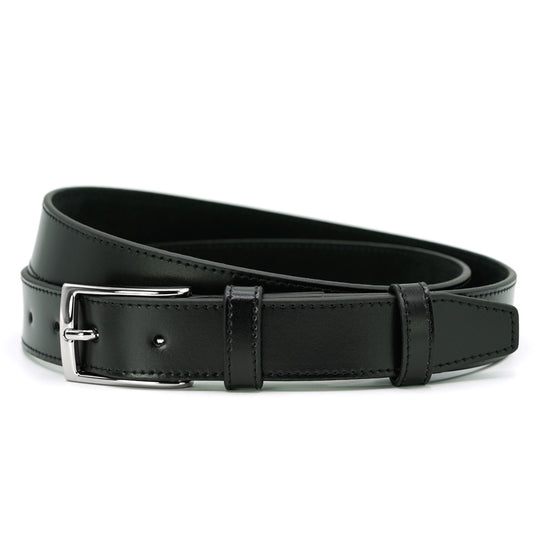 Black Fine Leather belt, Slim Elegant Model