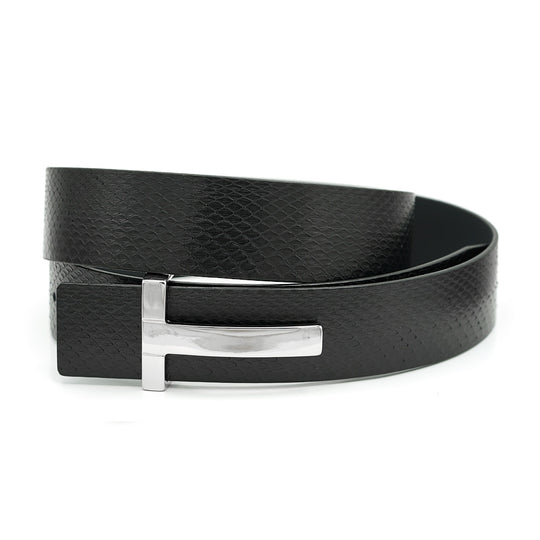 Black Python Leather belt, Iconic Collection