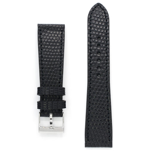 Exotic Lizard Watch Strap, Black, Medium Length