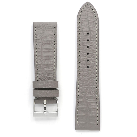 Leather Strap, Reptile Grain, Grey, Medium Length