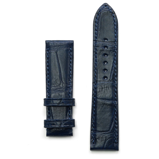 Alligator Leather Watch Band, Square ScaleS, Blue Navy