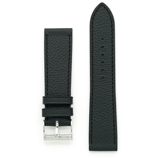 Black Leather Strap, Pebbled, Tone-on-Tone Stitch