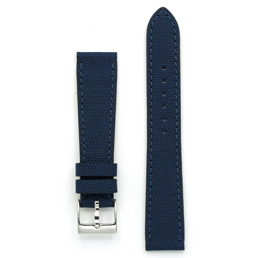 Curea de Ceas din Cordura®, Albastru Navy, Cusatura in Contrast, Lungime Medie