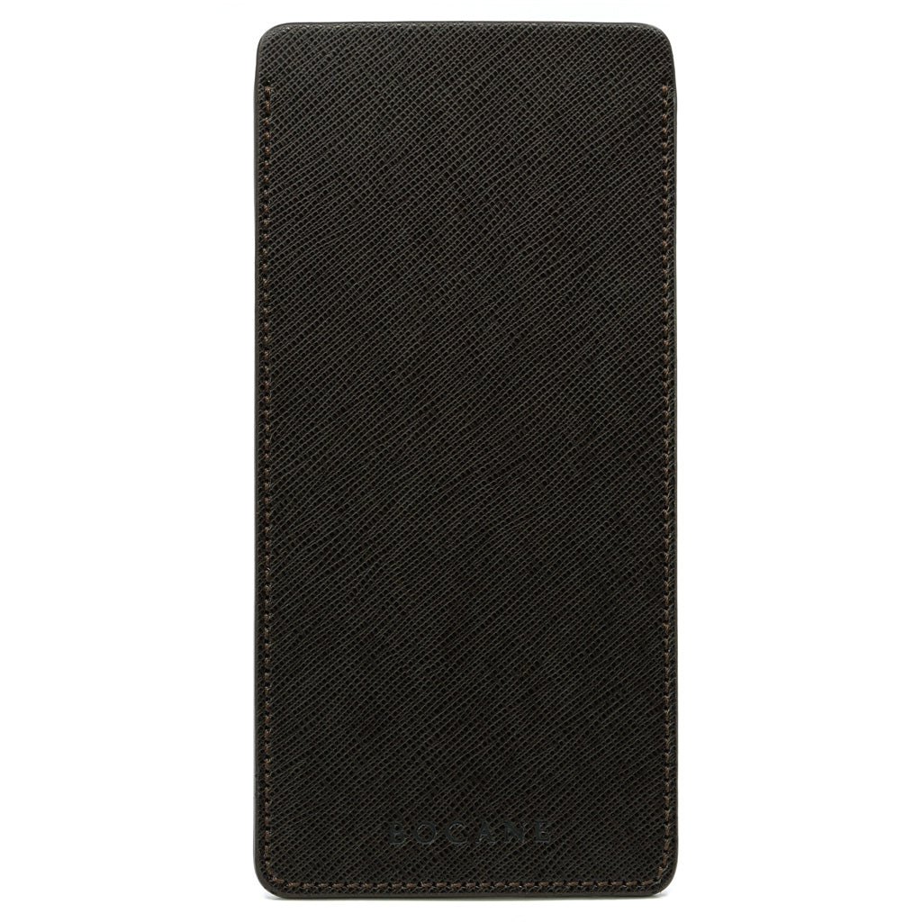 Toc pentru Ochelari Minimal, din Piele Saffiano Cafenie