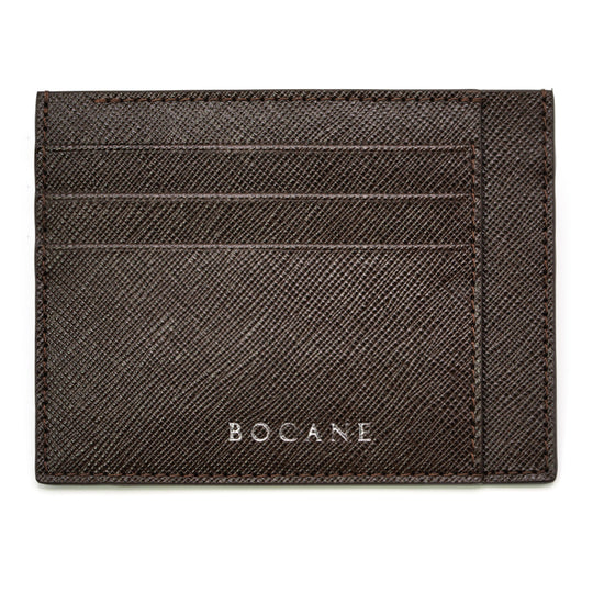 Dark Brown Saffiano Leather Card Wallet