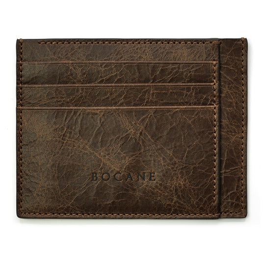 Brown Leather Wallet, Extra Slim, Antique Finish